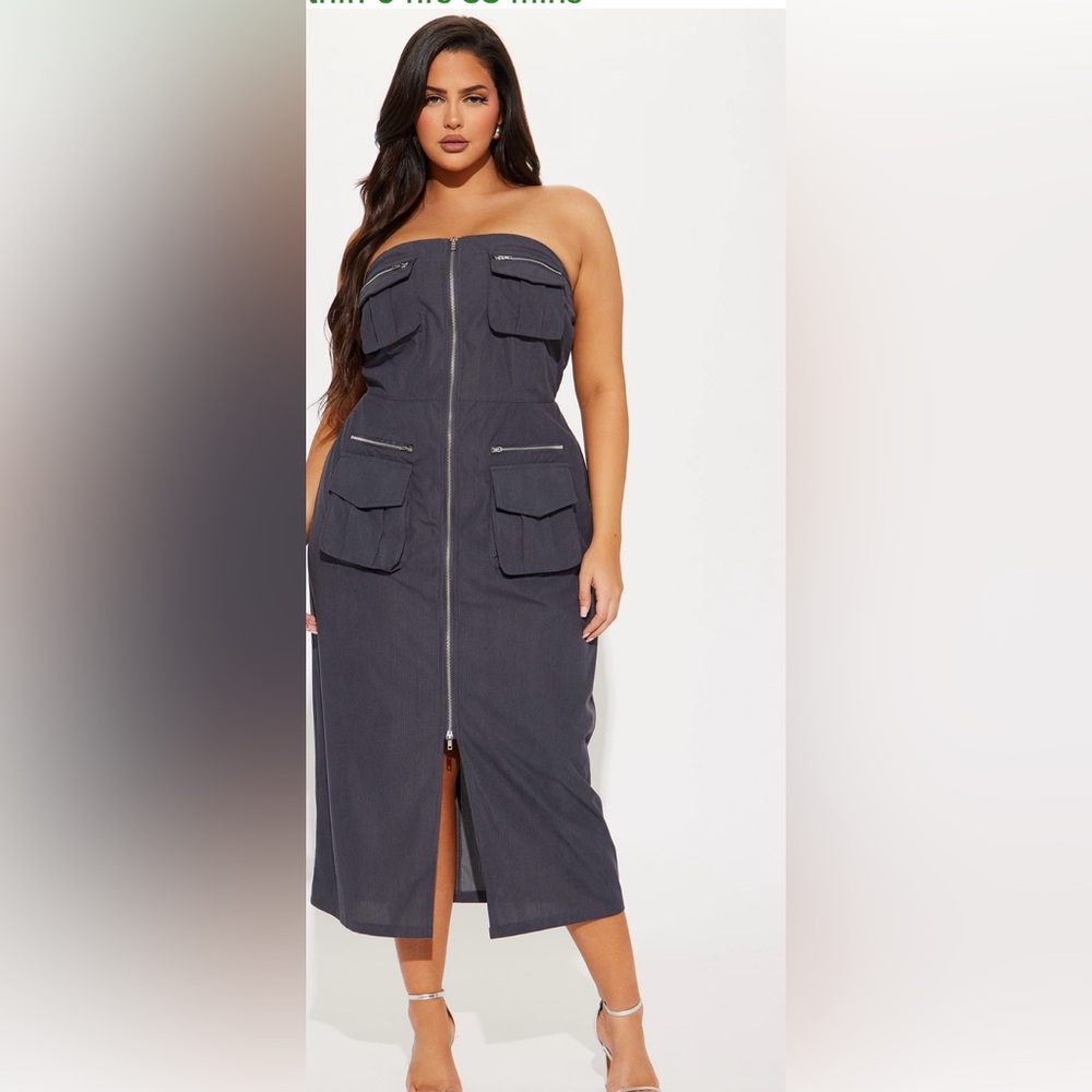 Turn up the urban edge in this cargo, multi-pocket midriff dress.